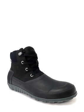 Bogs Men's Casual Rain Boots Size 9 Black Waterproof Lace-up Ankle Short EUC